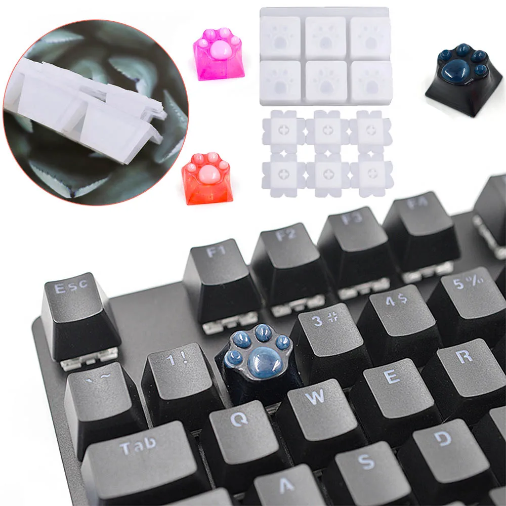 

cute Cat paw Silicone Molds for mechanical keyboard cover DIY notebook Keyboard cover dustproof film Resin silicone mold