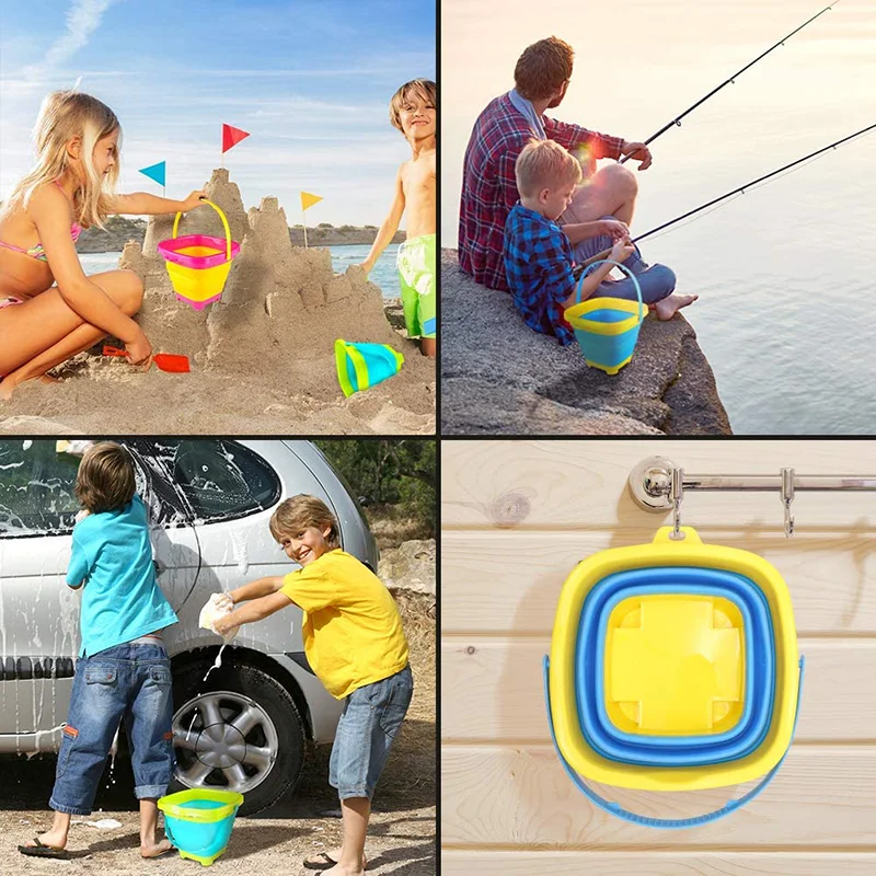 

Children’s Outdoor Toys Portable Beach Bathroom Foldable Bucket Summer Water Toys for Kids Multi Purpose Soft Plastic Pail