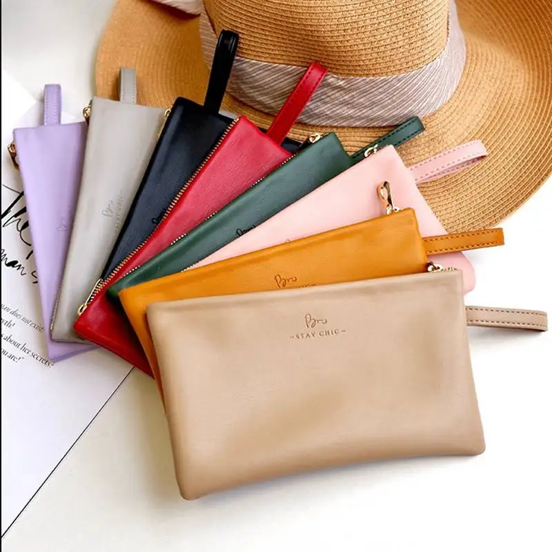 

1 Piece Of Simple Ins Style Leather Cosmetic Bag Women's Travel Beauty Bag Portable Storage Bag