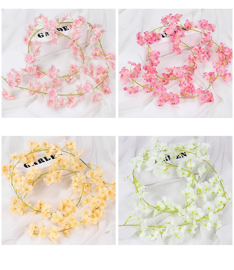 

1.8 m cherry blossom branch rattan simulation flower wedding cherry blossom decoration home party plastic artificial fake flower