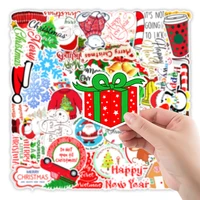 50pcs kawaii colorful christmas sticker santa claus snowman christmas tree laptop skateboard very thin new year gift sticker