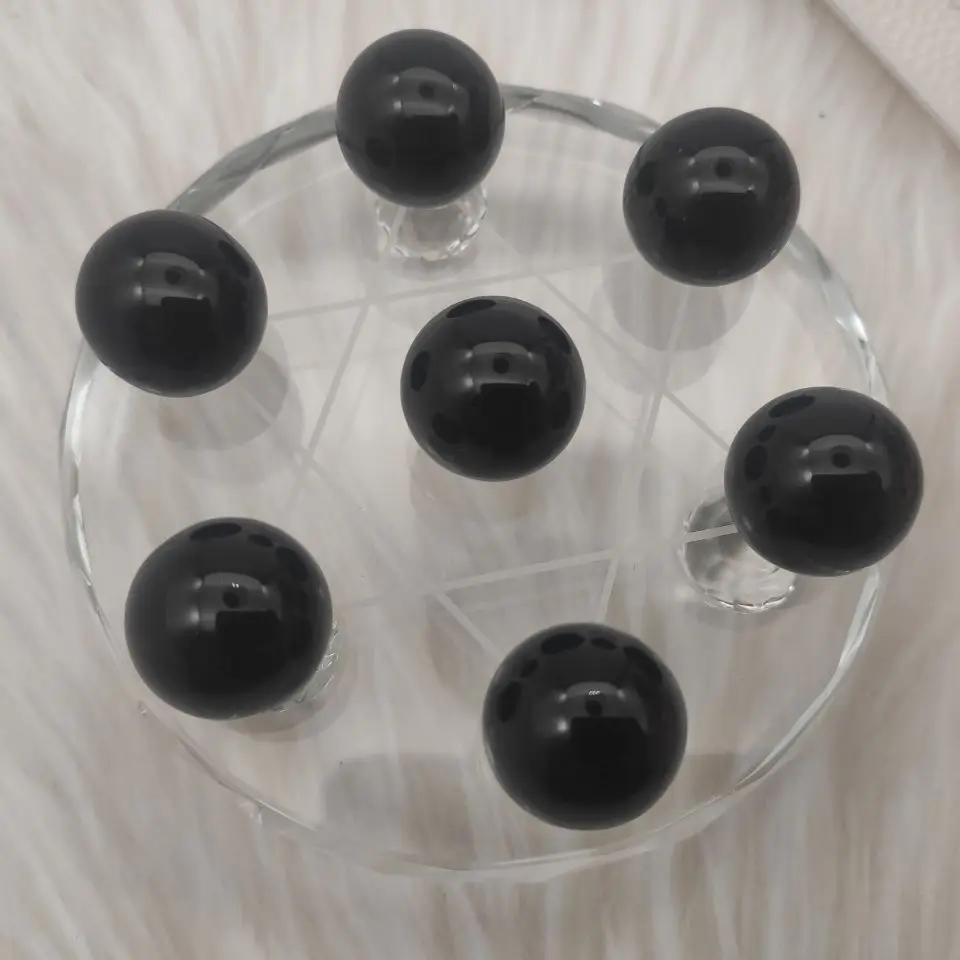 

Natural Black Obsidian Sphere Seven Star Array Mineral Crystal Sphere Healing Minerals Specimens For Reiki Home Decoration