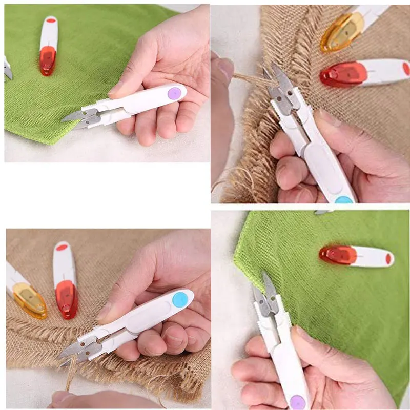 

Jiwuo Portable U Shape Embroidery Cross-Stitch Craft Thread Cutter Sewing Trimming Tailor Scissors with Safety Cover DIY Project