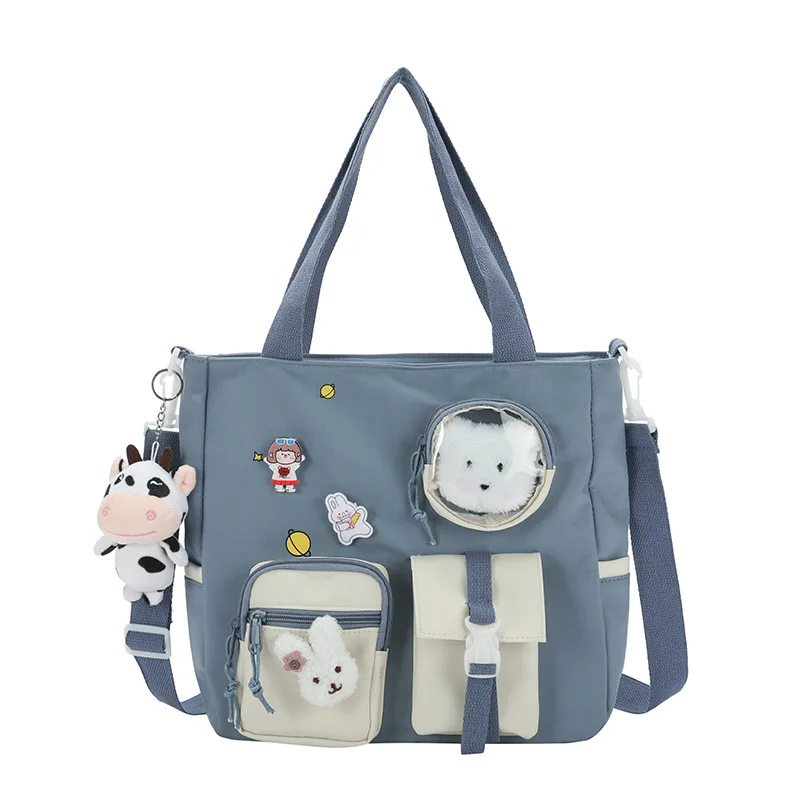 Large-capacity student class bag 2021 new Japanese ins cute soft girl shoulder bag campus cartoon messenger bag.