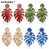 voikukka jewelry 2022 hot sale new product acrylic irregular red leaf pendants fashion women cute earrings accessories wholesale