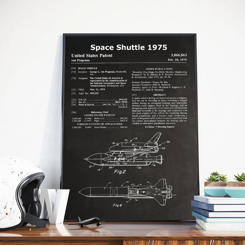 Винтажный лакированный постер космический челнок оригинальный декоративный