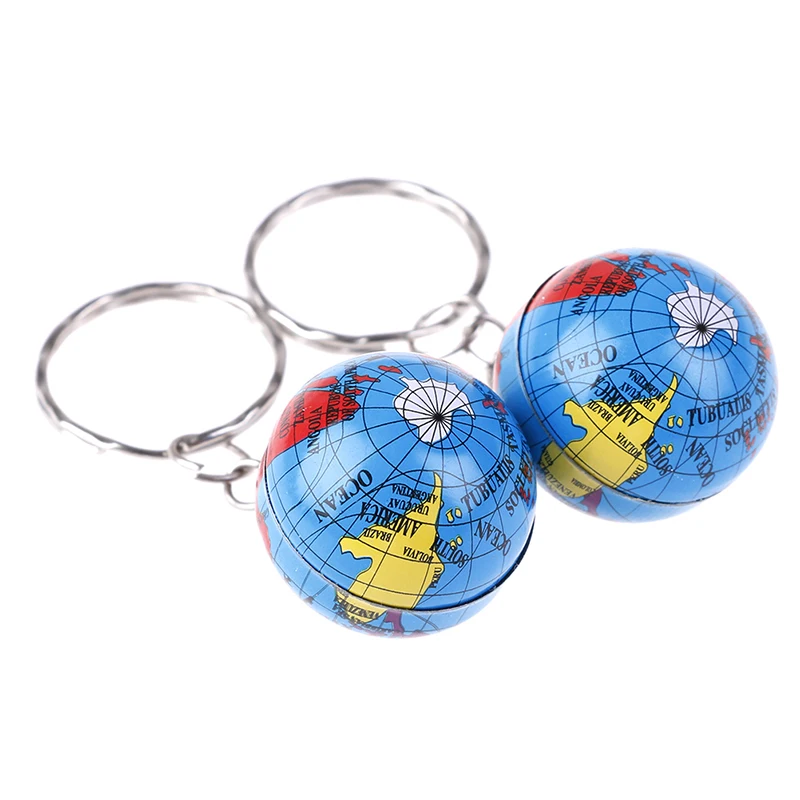 

2Pcs Handmade Globe Keychain World Map Planet Earth Geography Key Chain Glass Dome Keychains Baby Toys Ball