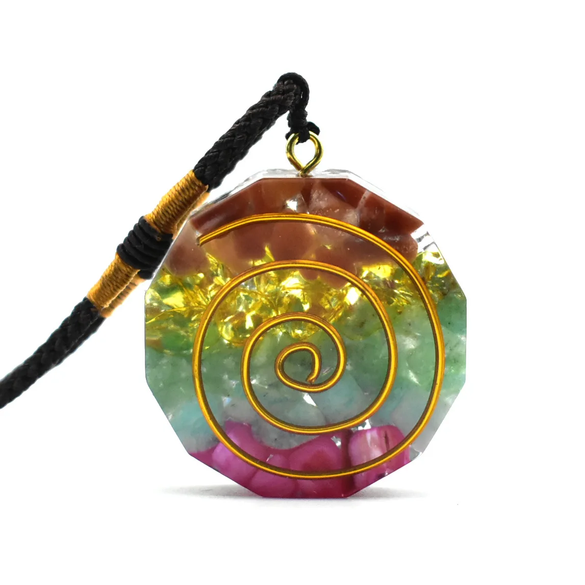 

7 Chakra Rainbow Orgone Crystal pendant for Strengthen Immune System Heart Self Confidence Positivity Emotional Body Puri