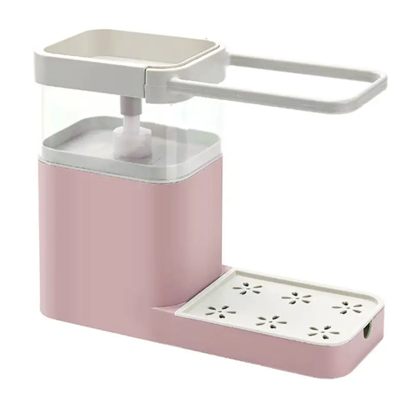 

3 in 1 Soap Pump Dispenser Cleaning Liquid Container Sponge Holder Dishcloth Towel Rag Drain Organizer for Kitchen Bathroom