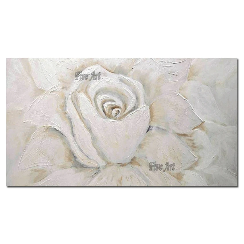 

100% Hand Painted Abstract White Flower Oil Painting Unframed Wall Decor Canvas Wall Pictures Paintings Artwork For Living Room