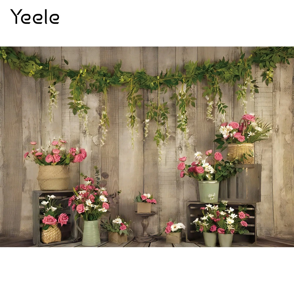 

Yeele интерьер детских празднований дня рождения фон с изображением деревянной стены цветок листья фон для фотосъемки с изображением баннер ...