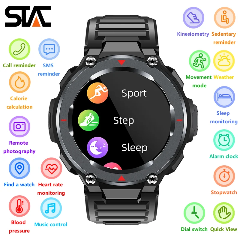 

Смарт-часы мужские с функцией звонков, магнитной зарядкой и Пульсометром