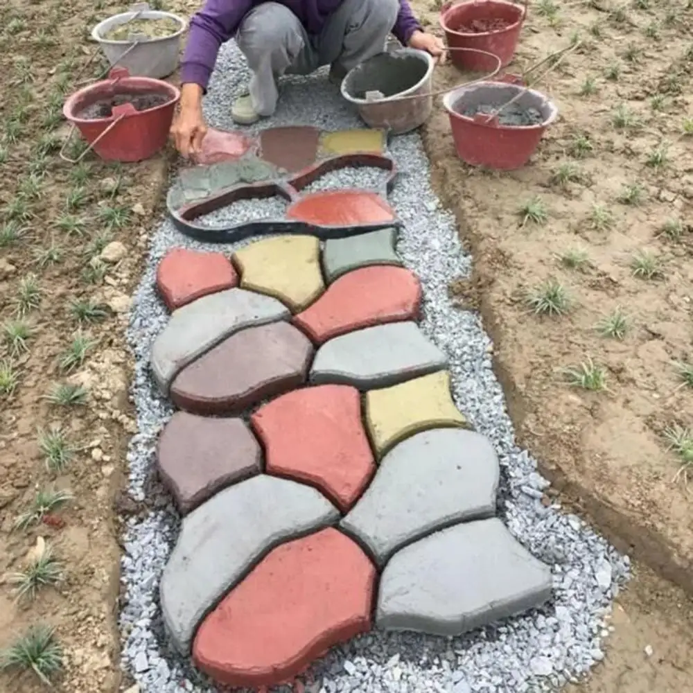 

60cmx50cm Irregular Pavement Mold DIY Paving Cement Brick Concrete Path Maker