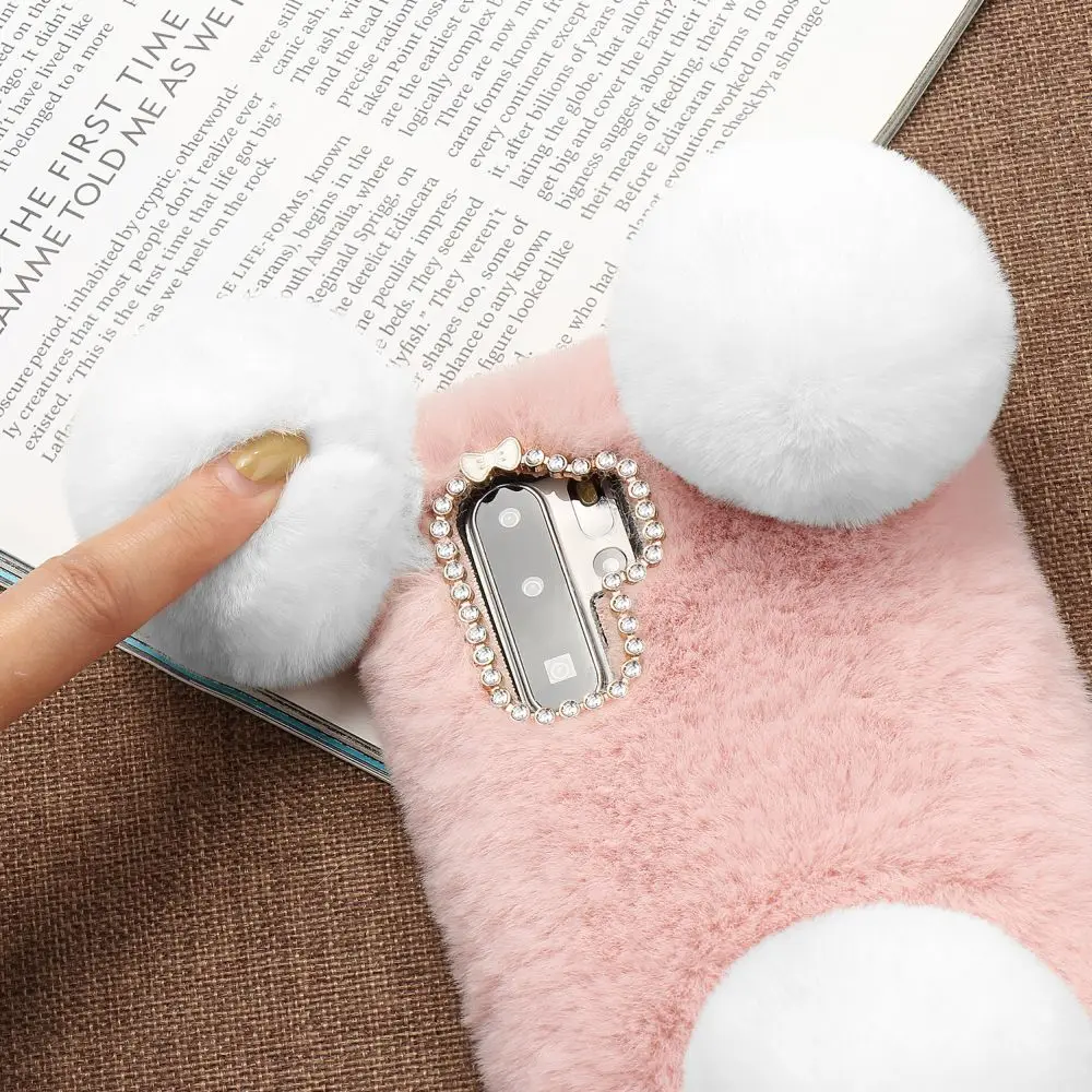 Роскошный милый чехол LAPOPNUT с объемным рисунком панды и теплым кроличьим мехом