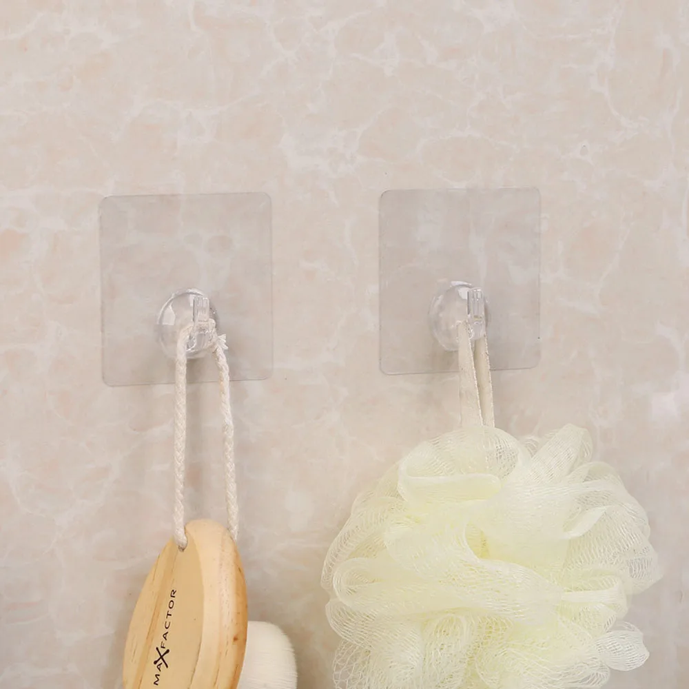 5pcs Transparent Hangers Self Adhesive wall Hooks Storage Holders In Bathroom Kitchen Stick on Door Hooks For Keys Towels