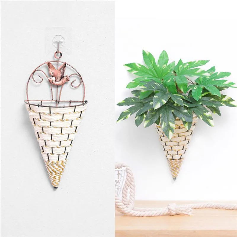 

Natural Wicker Flower Basket Vase Rattan Wall Hanging Pot Planter Rattan Vase Basket Decor