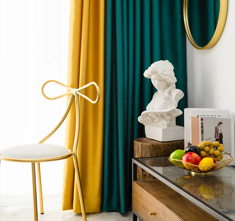 Nordic светильник класса люкс Шторы имитация шелка плотные ткань Сатиновые