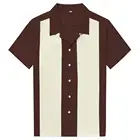 2022 летние мужские рубашки с коротким рукавом, модель, женская одежда, блузка, хлопковая винтажная рубашка в стиле боулинг, коричневая