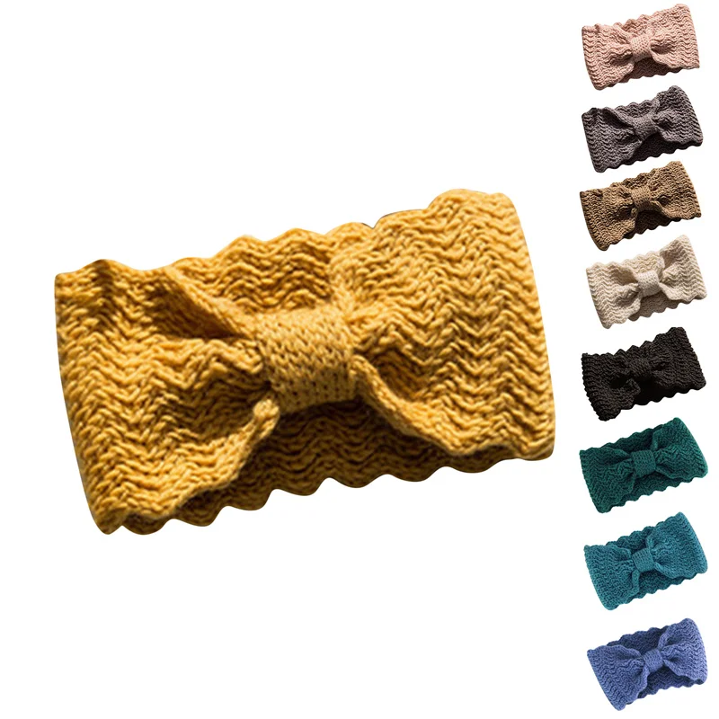 

Wide Knitted Headband Bow Knotted Winter Women Turban Hair Accessories For Girls Lady Soft Knit Winter Headbands Bandana New