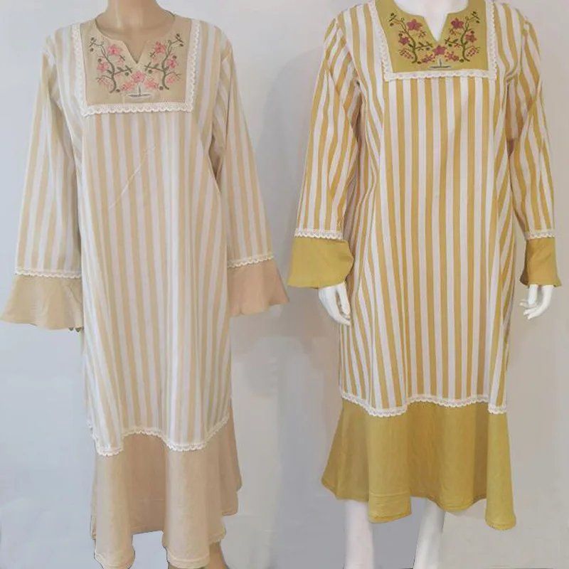 

Muslim Fashion Muslim Dress Loose Waist Dubai Arab Eid Long Robe Middle East Embroidered Plus Size Abaya Turkey Robe Donsignet