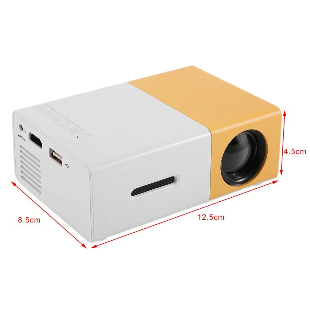 

YG300 Professional Mini Projector Full HD1080P Home Theater LED Projector LCD Video Media Player Projector Yellow & White