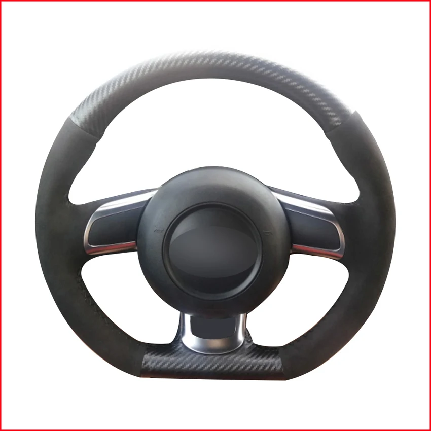 Чехол на руль автомобиля MEWANT из черного полиуретана и углеродного волокна для Audi