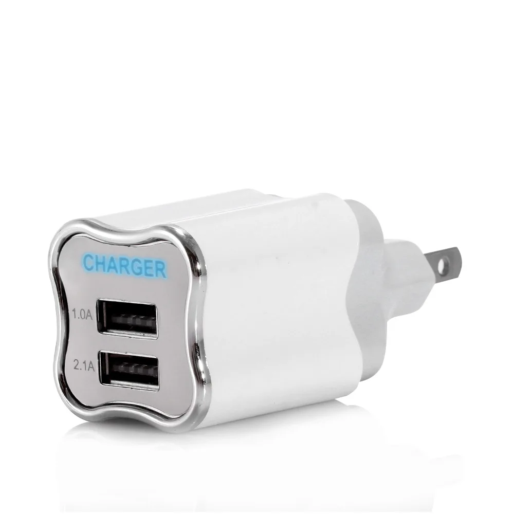 Белый LED Quick Charge Dual USB 5V/2A мобильный телефон настенный домашний дорожный адаптер