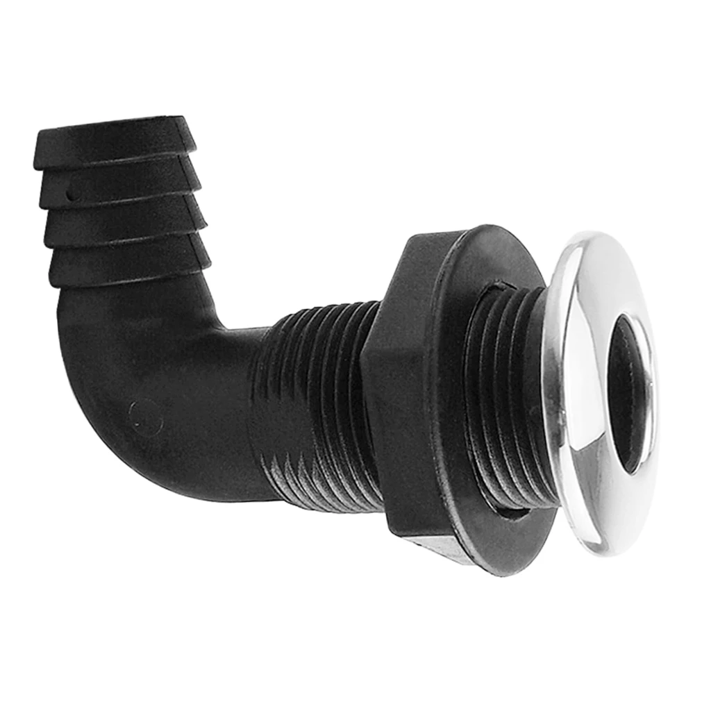 

1' Black 90 Nylon Thru-Hull Bilge Pump & Aerator Hose Fitting For Boats