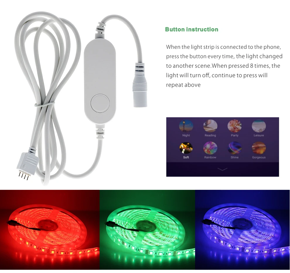 Tuya умный контроль WiFi RGB светодиодный светильник Smart Life APP совместим с Amazon Alexa и Google Home управление голосом