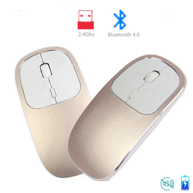 

Silent Wireless Bluetooth Computer Mouse Optical Rechargeable Ergonomic Mause BT USB Dual Mode Noiseless 3D Pink Mice For Phone