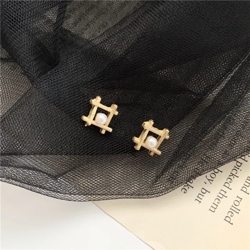 Новинка 2020 корейские простые изысканные Геометрические Квадратные жемчужные