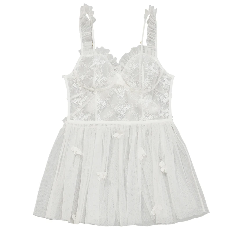 

Sexy Lace Nightdress Female Net Yarn Mini Nightdress Suspenders Underwear Sexy Sleepwear Womens Nightgown Lingerie Nightgown
