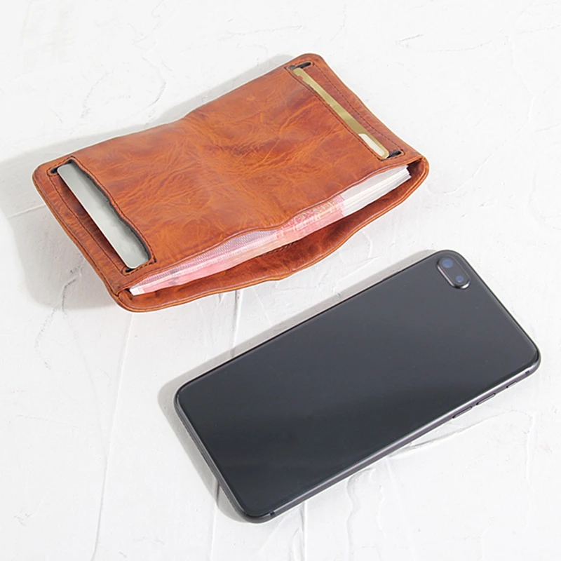 

Handmade First Layer Cowhide Short Wallet Men's Leather Wallet Retro Old Fashion