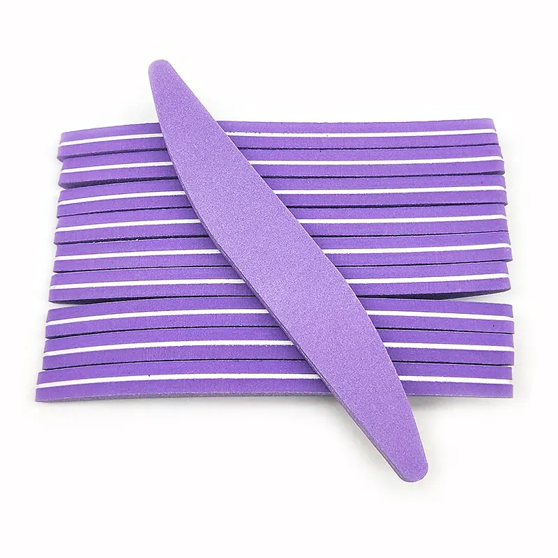 Purple 10 шт/лот смешанный цвет 100/180 пилка для ногтей полумесяц типа Pilnik Do Paznokci шлифовальная губка блок пилки для ногтей буферная полировка ногтей инструменты - Цвет: Purple