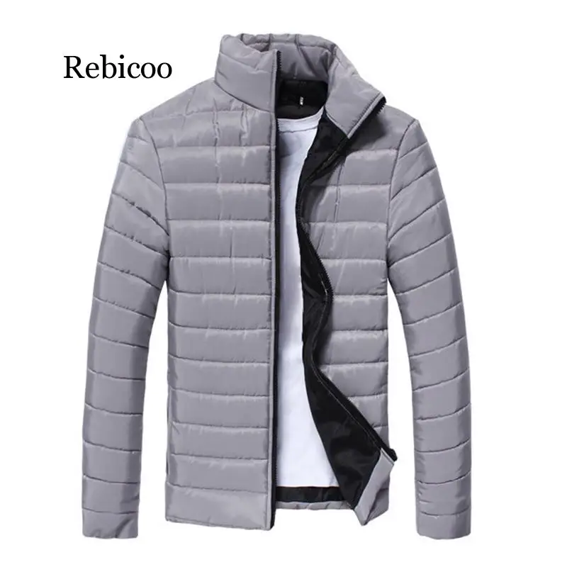 Мужская зимняя куртка на молнии с воротником стойкой|Мужские парки| |