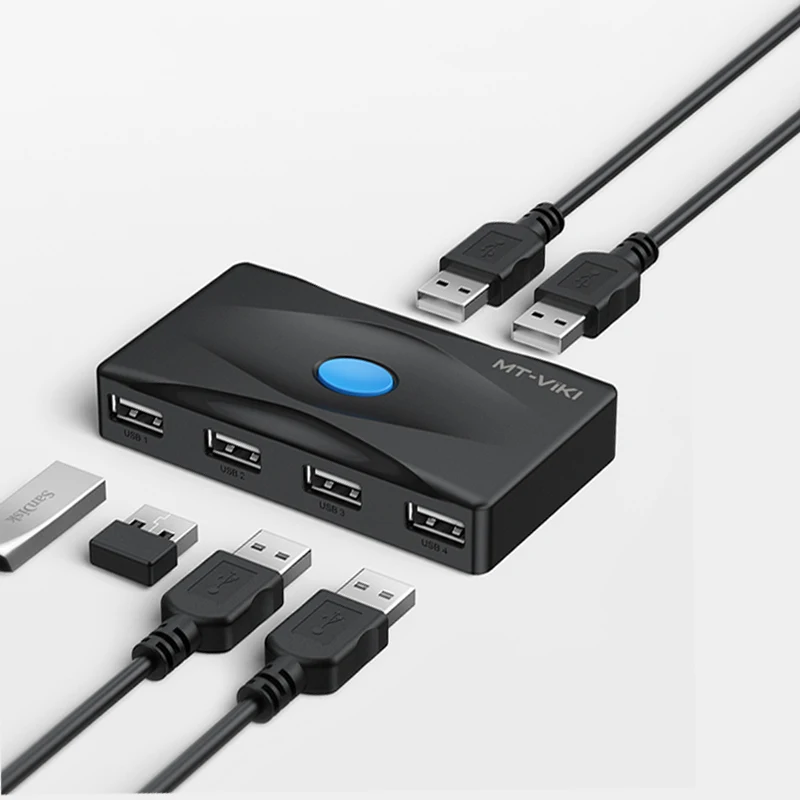 USB Kvm-переключатель разветвитель 2 в 4 выхода два ПК с общим доступом на