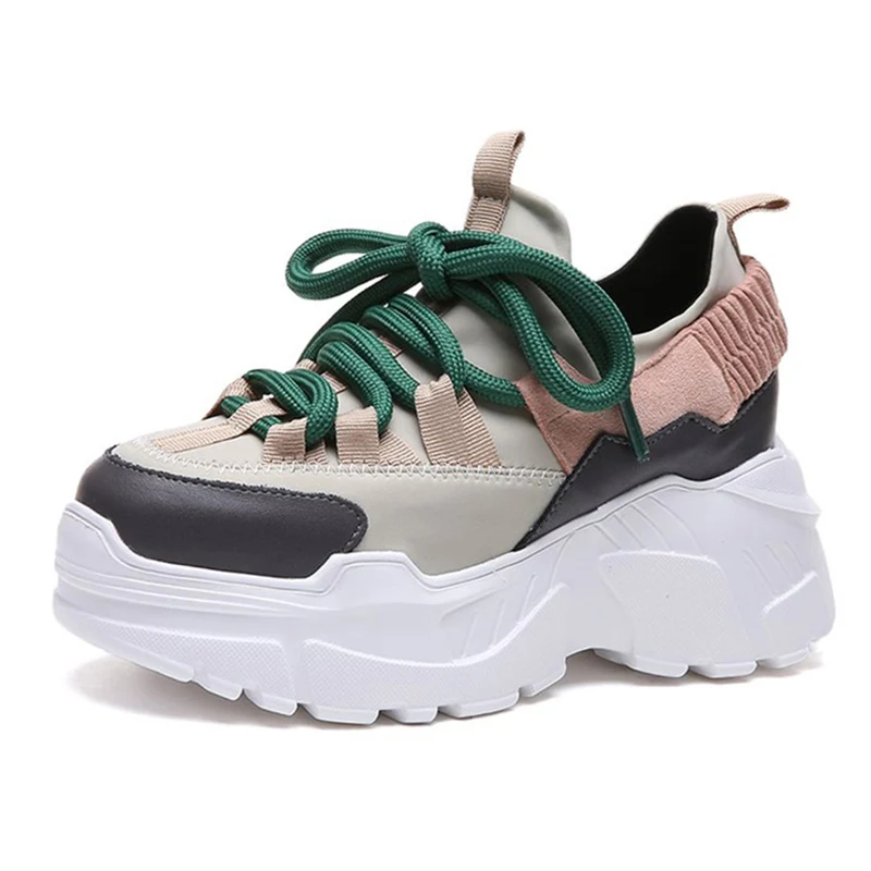 Beige A Weweya/амортизирующие кроссовки на толстой подошве; женские кроссовки в стиле ретро на платформе из сетчатого материала; женская уличная обувь; кроссовки; zapatos mujer - Цвет: Beige A