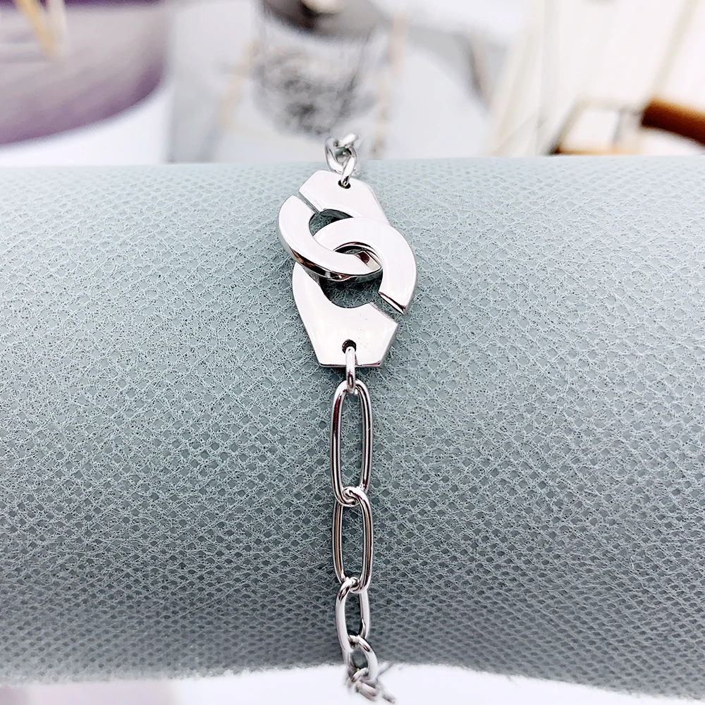 

Adjustable Franch Chain Handcuff Bracelet 925 Sterling Silver Hand Cuff Necklace For Men Women Menottes Popular Jewelry