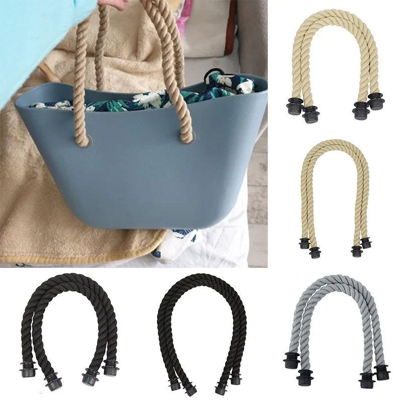 

1 пара, длинная короткая черная ручка из натуральной пеньковой веревки для женщин, сумка, классическая плетеная ручка из ЭВА с пряжкой