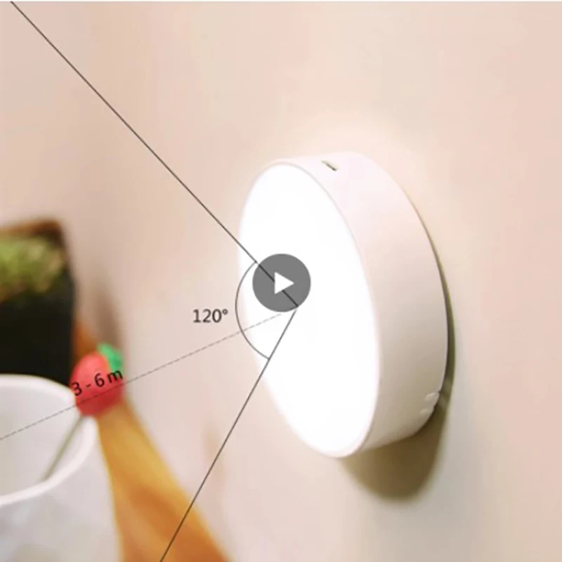 

Светодиодный ночсветильник с датчиком движения, энергосберегающая комнатная лампа с зарядкой от USB для спальни, лестницы, умного теплого те...