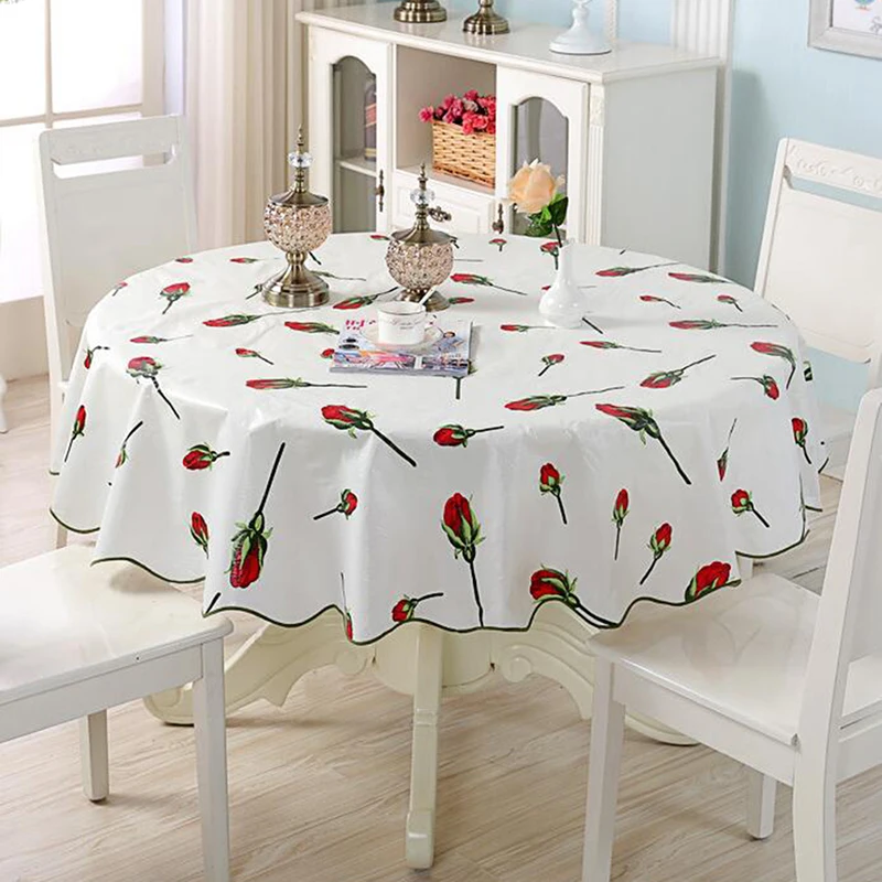 Round Tablecloth PVC Waterproof Pastoral Floral Printed Table Cloth Oilproof Home Dining Cover | Дом и сад