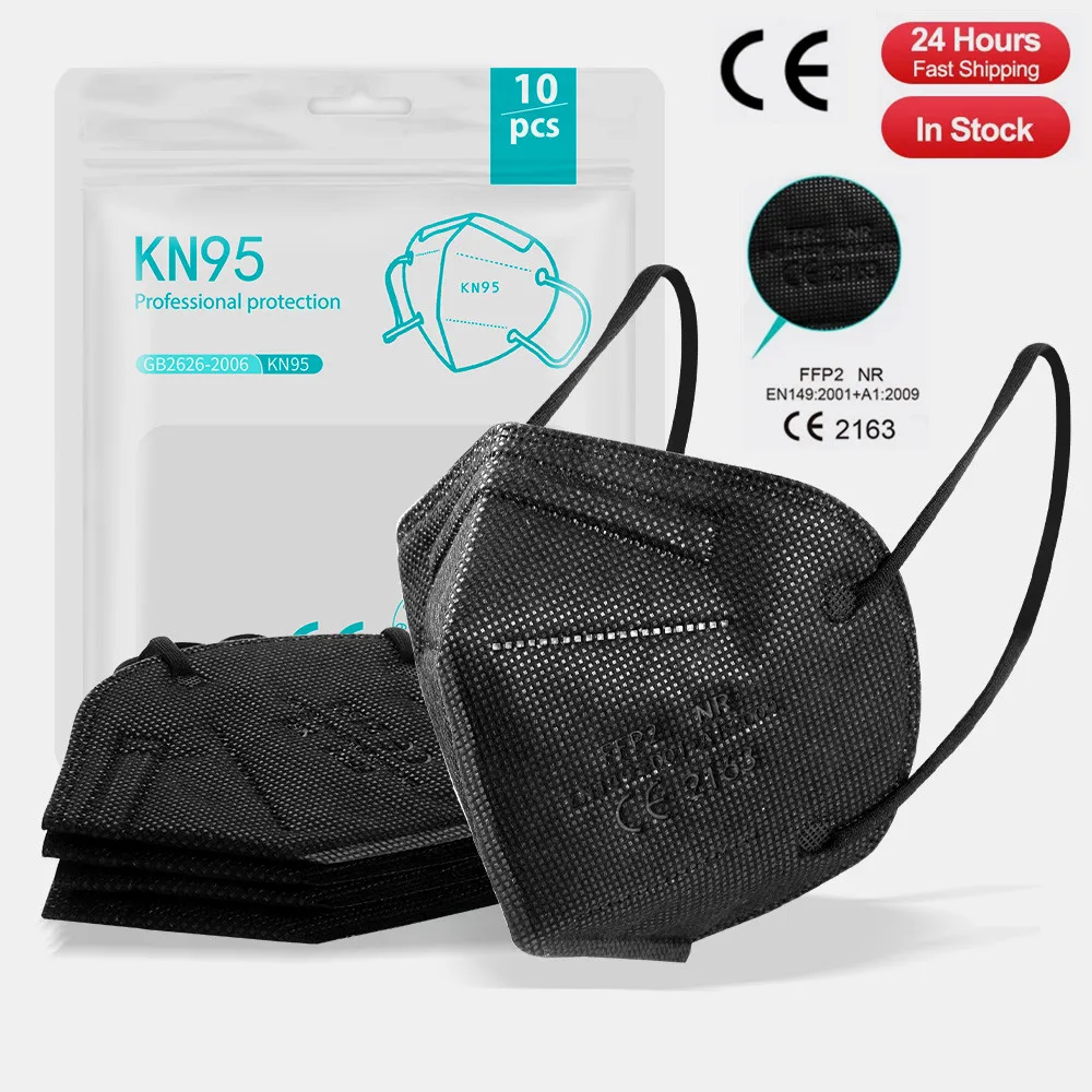 

5-100Pcs Mascarillas FFP2 Negras kn95 mascarillas negra Adults 5 Layers fpp2 approved kn95 CE mascarillas fpp2 fpp2 negra ffp3