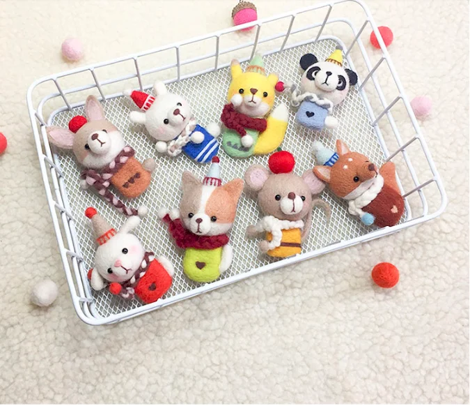 Dog panda doll wool felt needle felting decoration craft needlecraft DIY handmade | Дом и сад