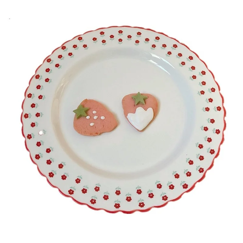 

Small Red Flower Cutlery Set Cute Dish Bowl Mug Household Coffee Cup Dishes Dinner Plate Sets Ceramic Tableware