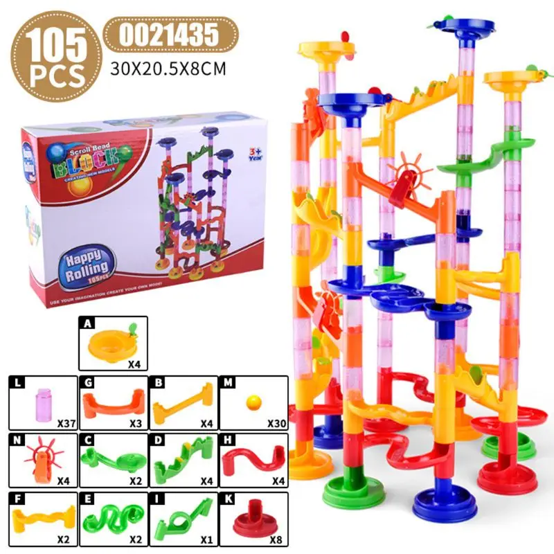 

105Pcs Marble Run Race Construction Maze Ball Track Building Blocks Game Kids Toy Y4QA