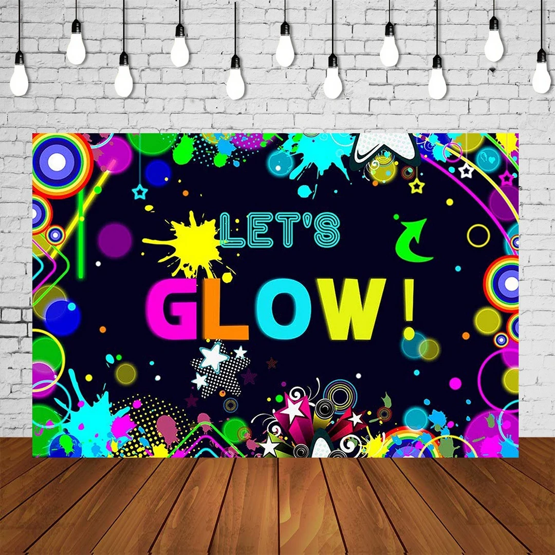 Let's Glow Backdrops граффити неоновый баннер на день рождения для подростков Выпускной