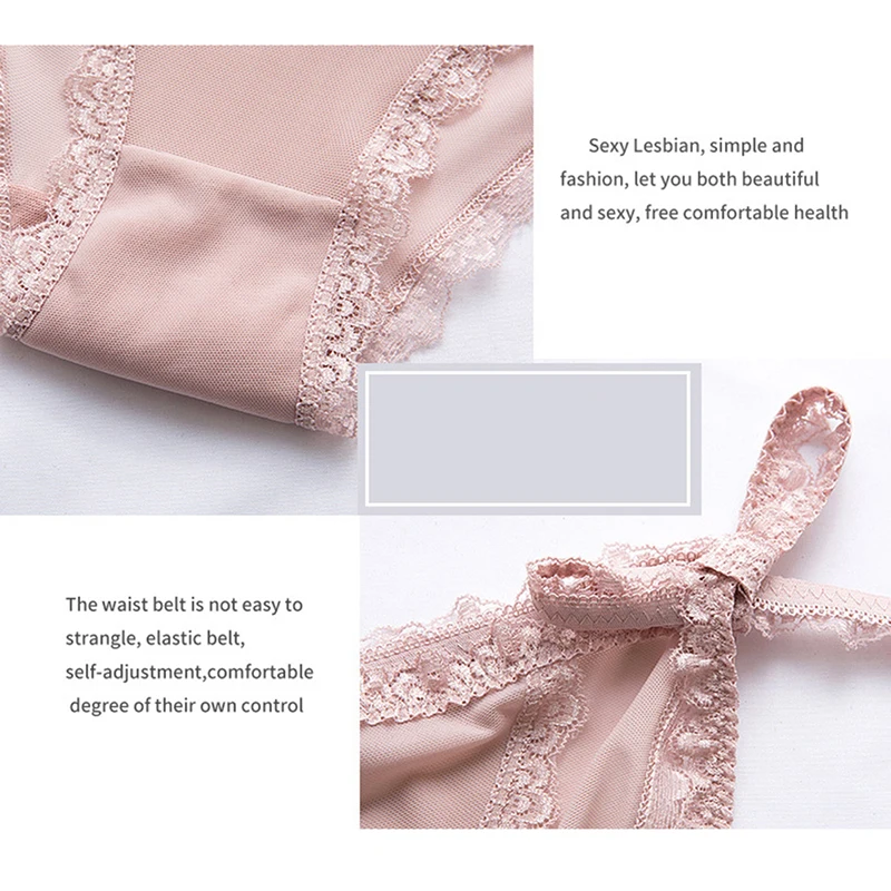 

Solid Ruffle Lace Mesh Seamless Panties For Women Hollow Out Transparent Sexy Underwear Briefs Female Lingerie Thongs