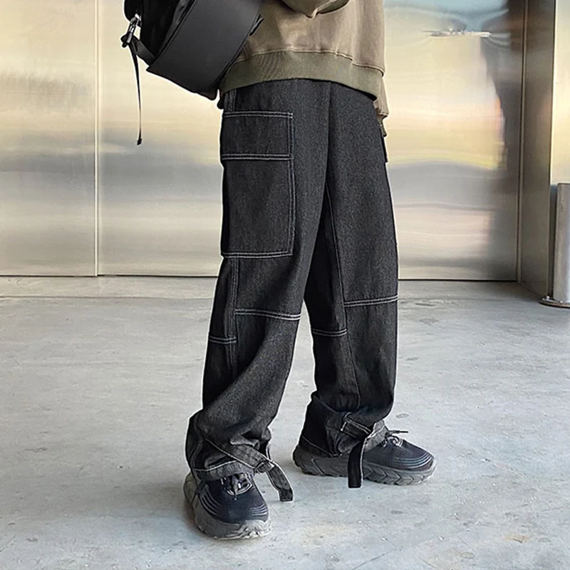 

Tooling jeans male 2021 autumn trendy brand fat plus fat plus size loose fall wide leg trousers male street