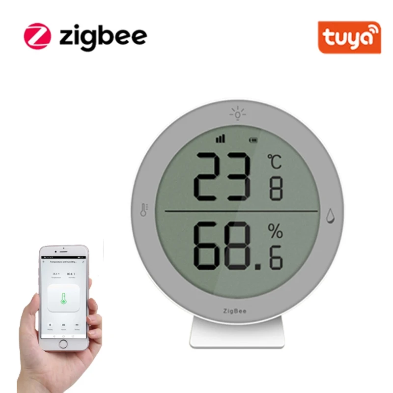 

Датчик температуры и влажности Tuya Zigbee, детектор температуры и влажности, работает с главным шлюзом Tuya Zigbee 3,0