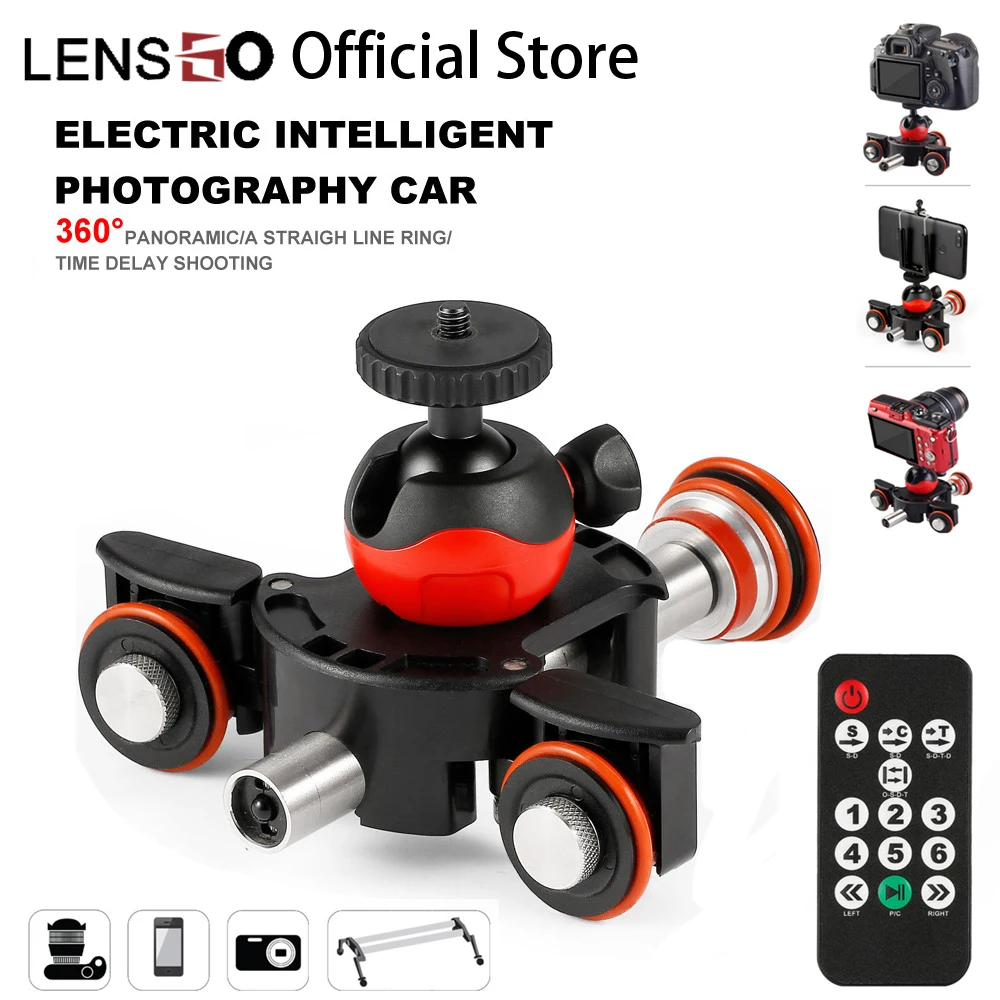 LENSGO Camera Video Track Dolly Slider Motor Hoe Timelapse Dslr Cameras Sliders Electric Car Push Cart Dolly Rail Systems Photo